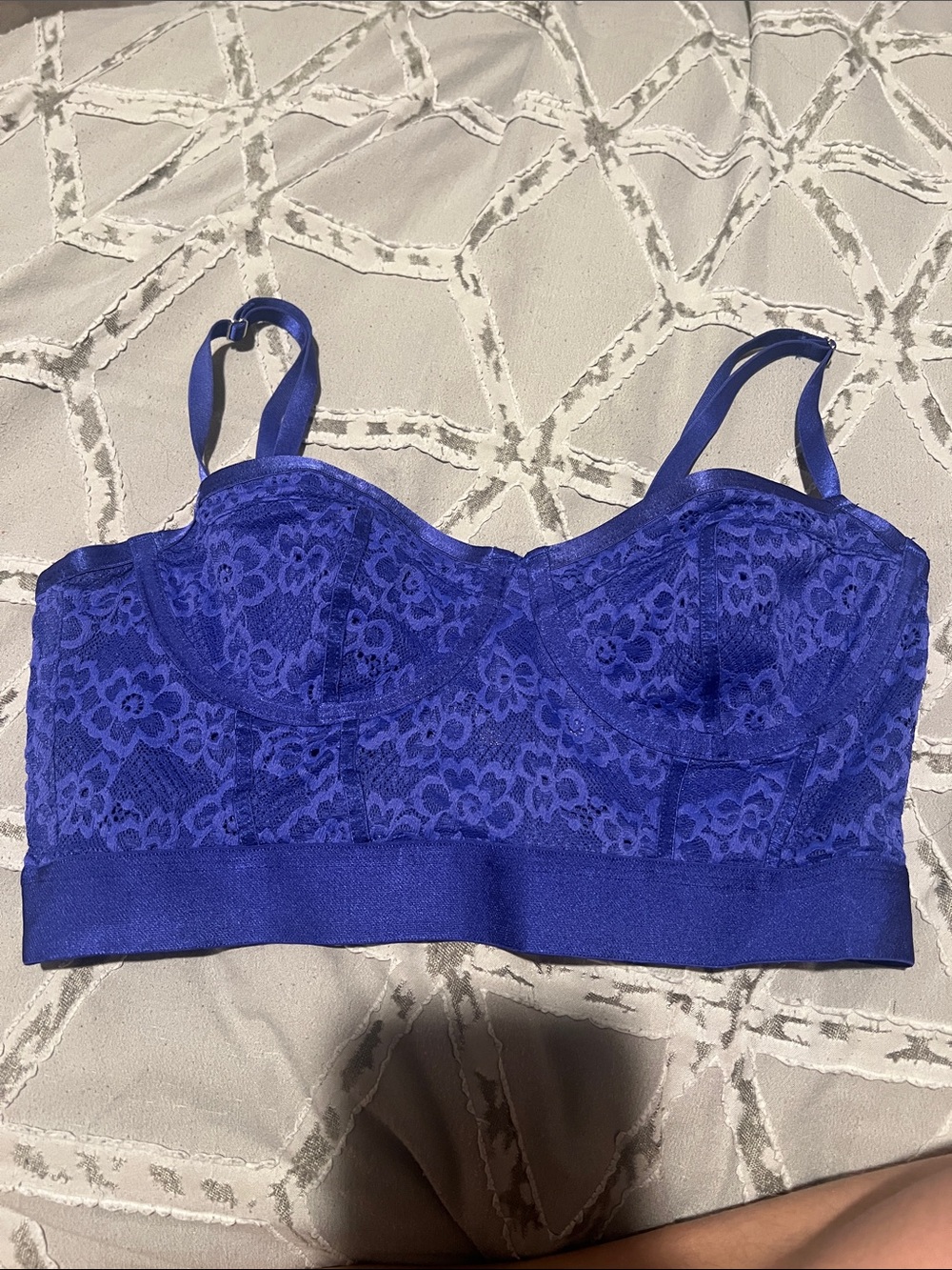Royal Blue Lace Longline Bralette - Women Intimates